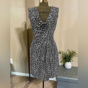 Diane Von Furstenberg Noe Black White Knit Silk Faux Wrap Mini Dress Office Chic